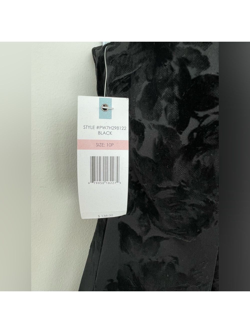 PROSECCO Floral Velvet One Shoulder Black Dress Size 10P - Picture 8 of 8